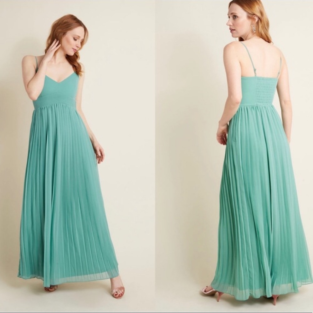 ModCloth Sage Pleated Maxi Dress